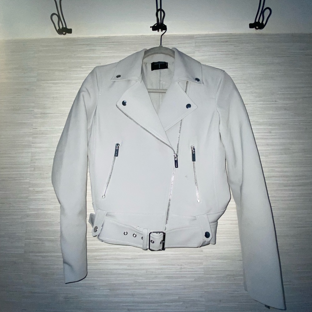 FINAL CALL: Beautiful Petite Light Blue / Gray Moto Jacket